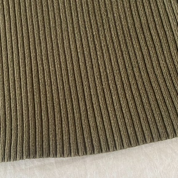 Calvin Klein Womens Sz S Cotton Ribbed Knit Mock Turtleneck Sweater Olive Green - Picture 7 of 9